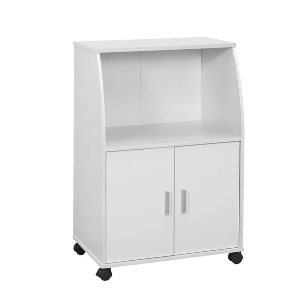 Monarch Specialties Kitchen Cart, Rolling Mobile, Storage, Utility, Laminate, White, Contemporary, Modern I 3139